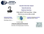 2011 Sonia Kovalevsky Math for Girls Day Flyer by Association for Women in Mathematics, Lincoln University of Missouri and Donna L. Stallings